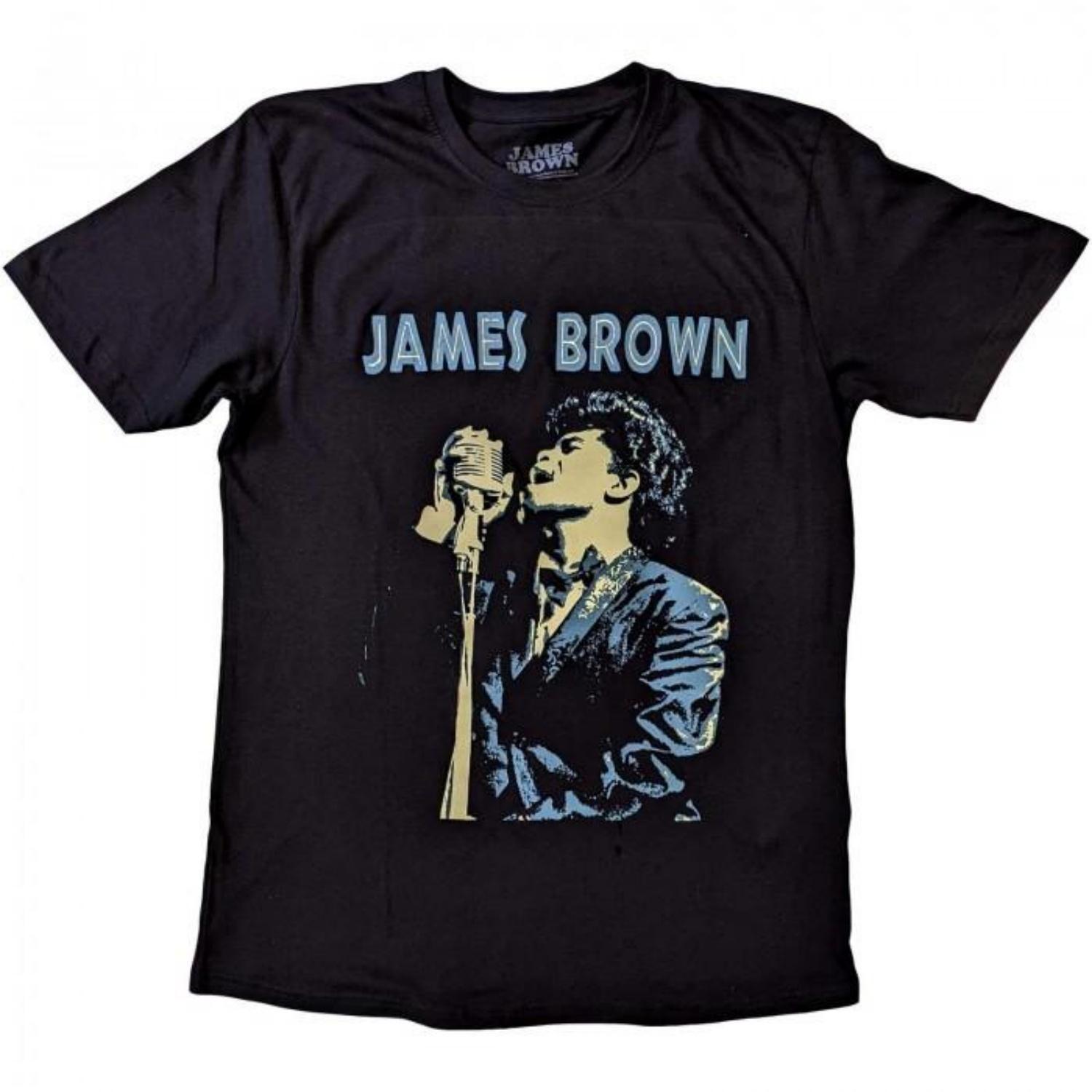 James Brown Unisex Adult Holding Mic Cotton T-Shirt S