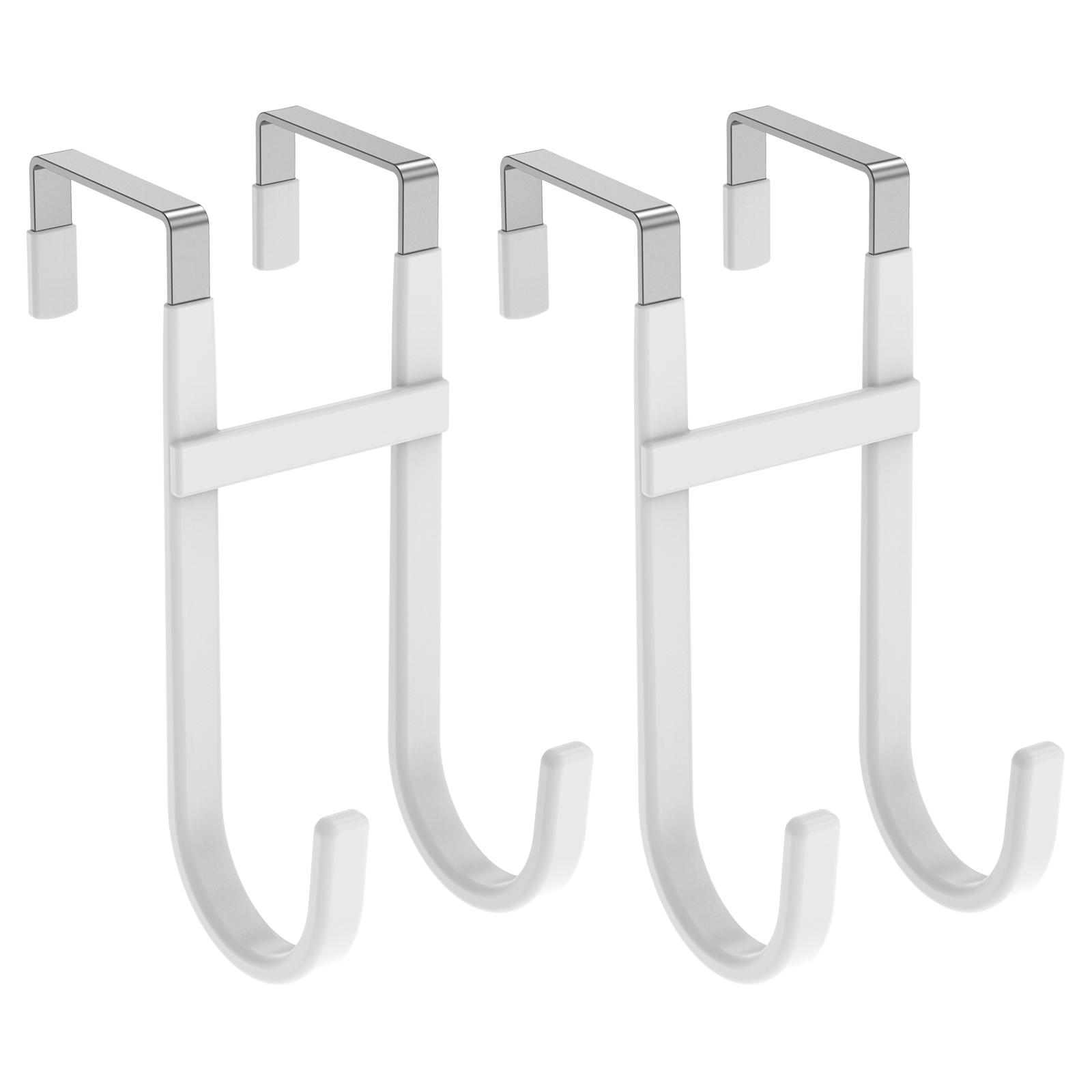 

2 Pcs Over Door Hook Metal Double Door Hanger Hook Kitchen Bathroom Cabinet Door Back Type Coat Towel Storage Hanger