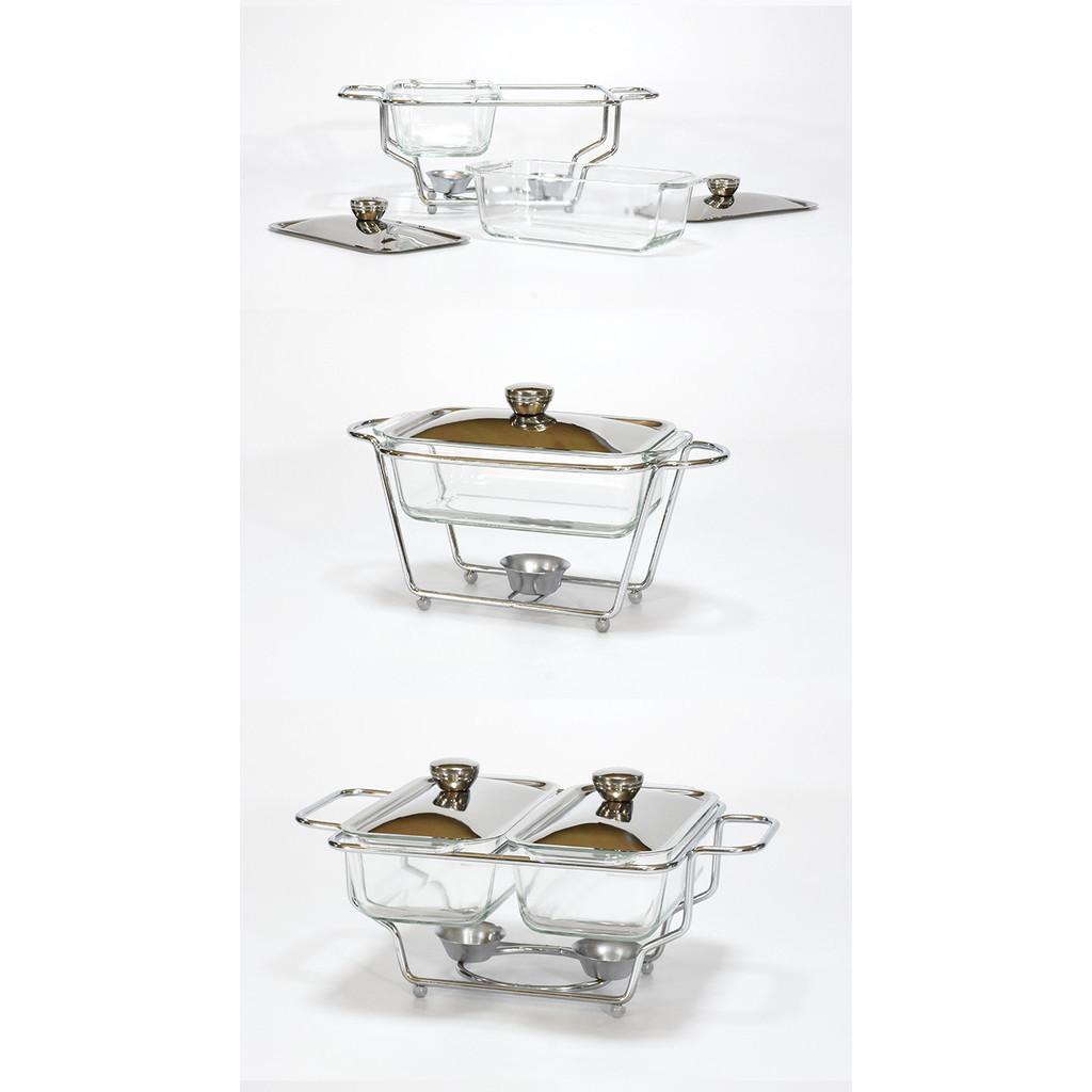 Household Rectangular Hot Pot Stove Restaurant Glass Buffet Stove Single Two Three Grid Food Heating Containers