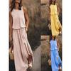 round-Neck Sleeveless Split Dress Loose Solid Color Round Neck Sleeveless Fork Dress
