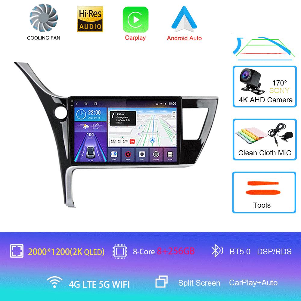 Android 14 Car Stereo Radio For Toyota Corolla 2017-2019 Multimedia Video Player Carplay GPS Navigation 4G WIFI 2 Din 360 Camera