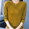 Women's Thin Crew Neck Knit Sweater Spring and Autumn Loose Solid Color Knit Pullover Top