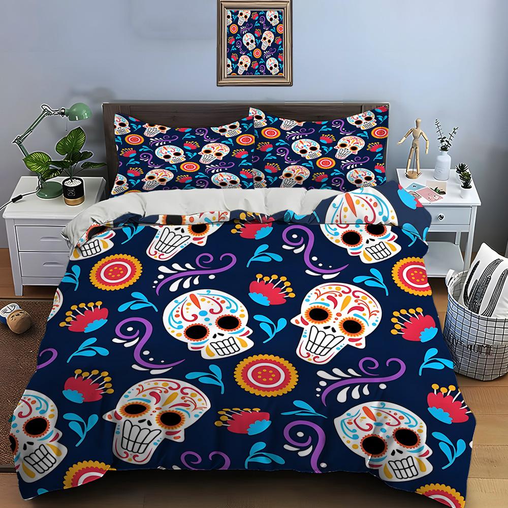 Mexican Style Skull Guitar Print Bedding Set Duvet Cover 1 Duvet Cover 2 Pillowcases Adult And Kids Bedding Set Luxury Gifts