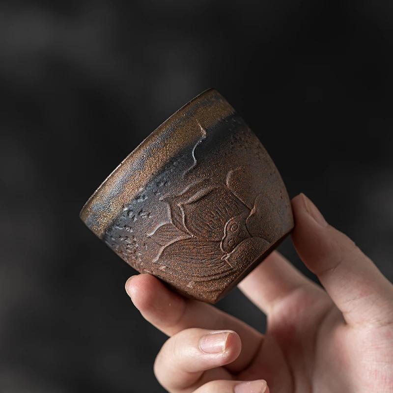 Japanische Vergoldung Eisen Glasur Teetasse Duft-Riechbecher Porzellan Kung Fu Teeset Teetasse Klein Meisterbecher Teeschale