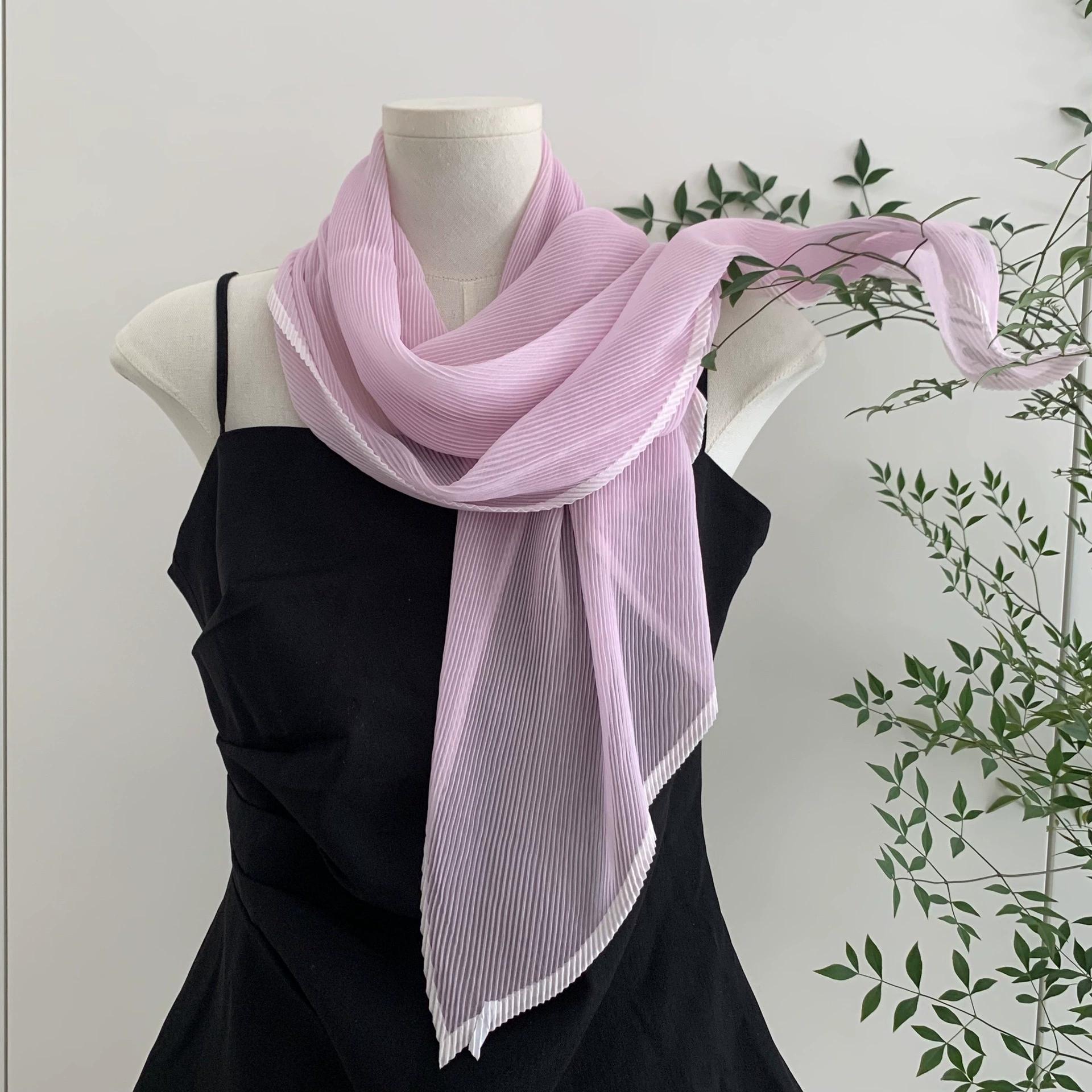 

Korean Spring and Autumn Wrinkled Scarf Thin Sun Protection Diamond-shaped Scarf for Women Traveling Foulard Hijabs 50-100m