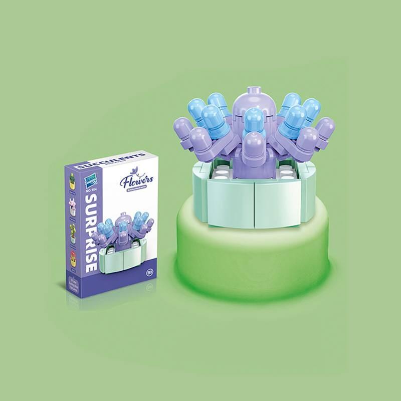 Small Children Puzzle Particle Building Block Flower Flexing Potted Model Toy