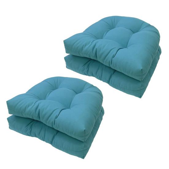 

2 шт. Подушки для вуличних стільців Водонепроникні U-подібні Надмірно набиті Подушки для сидіння Товсте Бавовняне Наповнення Легко Чистити світло-синій колір