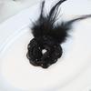 Vintage French Organza Flower Brooch with Ostrich Feathers and Rhinestones - High-Grade Garment and Shoe Ornament.
