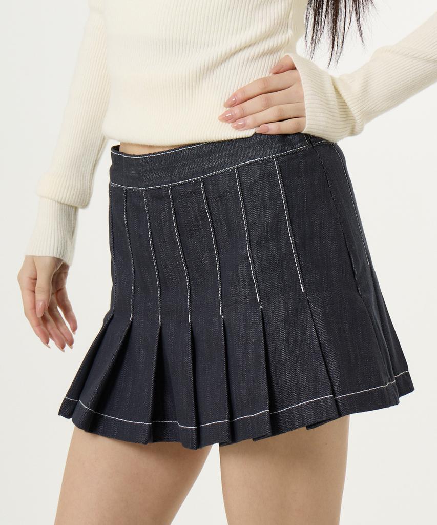Unknown Planet Pleated Mini Skirt Indigo