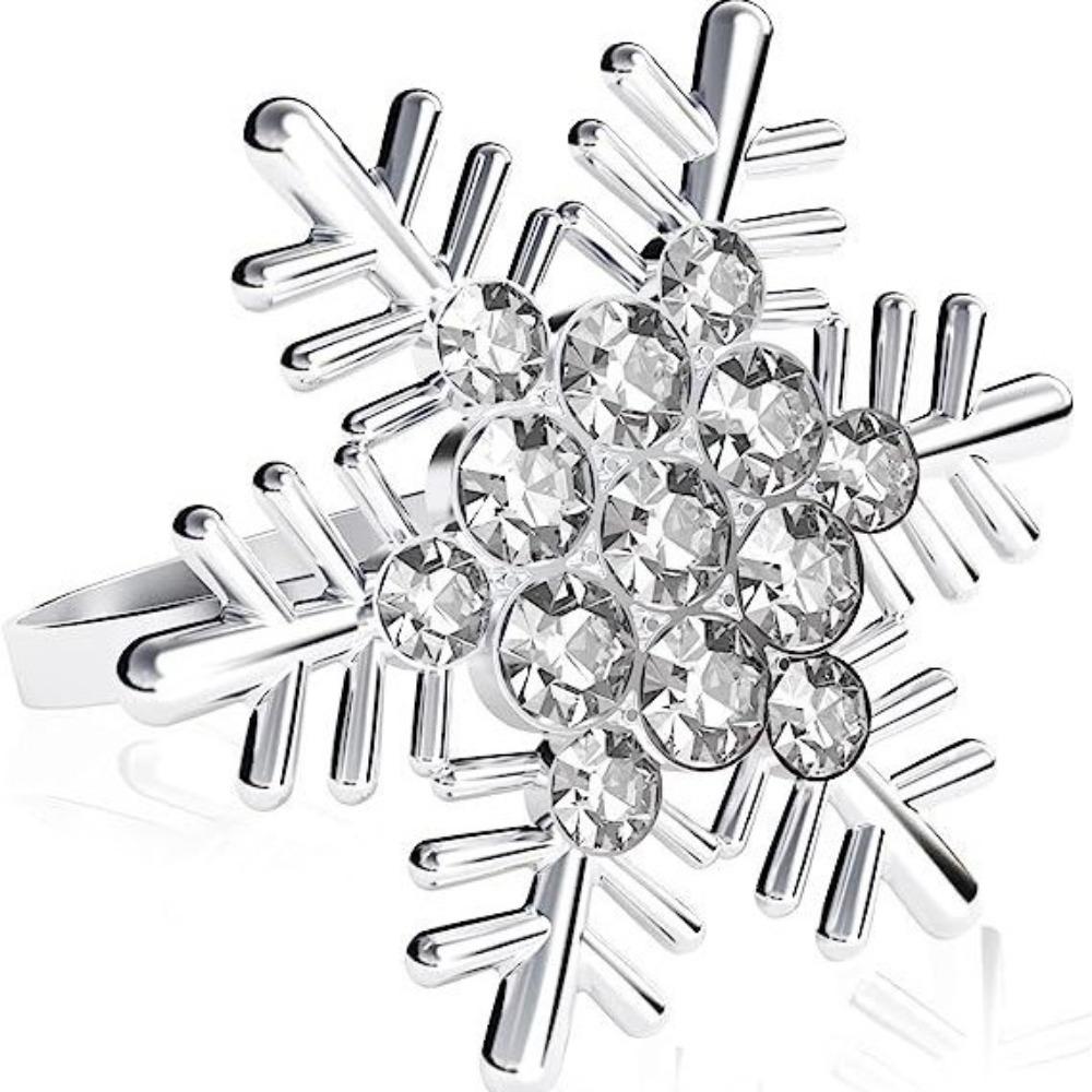 

12Pcs FDA Compliant Lead Free Zinc Alloy Holiday Table Decor Set Gold Silver Napkin Rings Winter Forest Design Party Supplies 12-pack