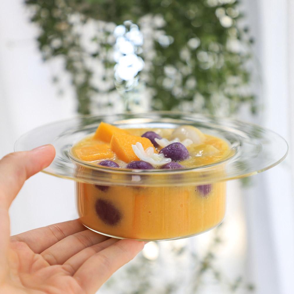 Transparent Straw Hat Shaped Glass Bowl INS Style Ice Cream Dessert Yogurt Fruit Bowls Container Kitchen Tableware