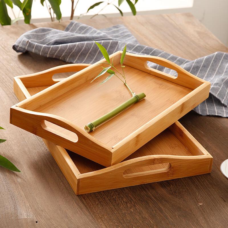ZISIZ Rectangular Bamboo Wood Tea Tray
