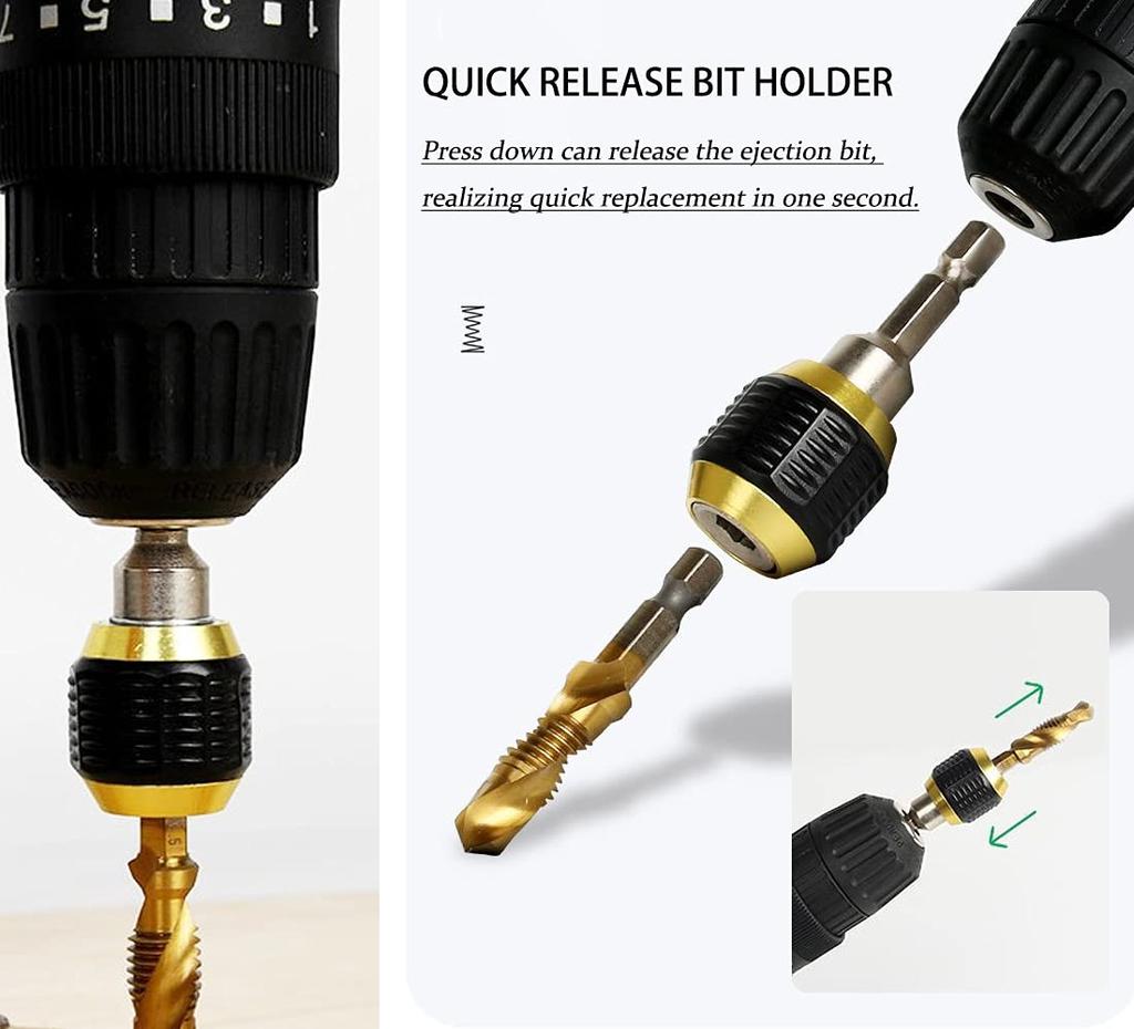 Expansionshülse Umwandlungskopf 1/2 auf 1/4, Druckluftwerkzeug zu Druckluftschrauber Elektroschrauber Schlagbohrer 6,35mm