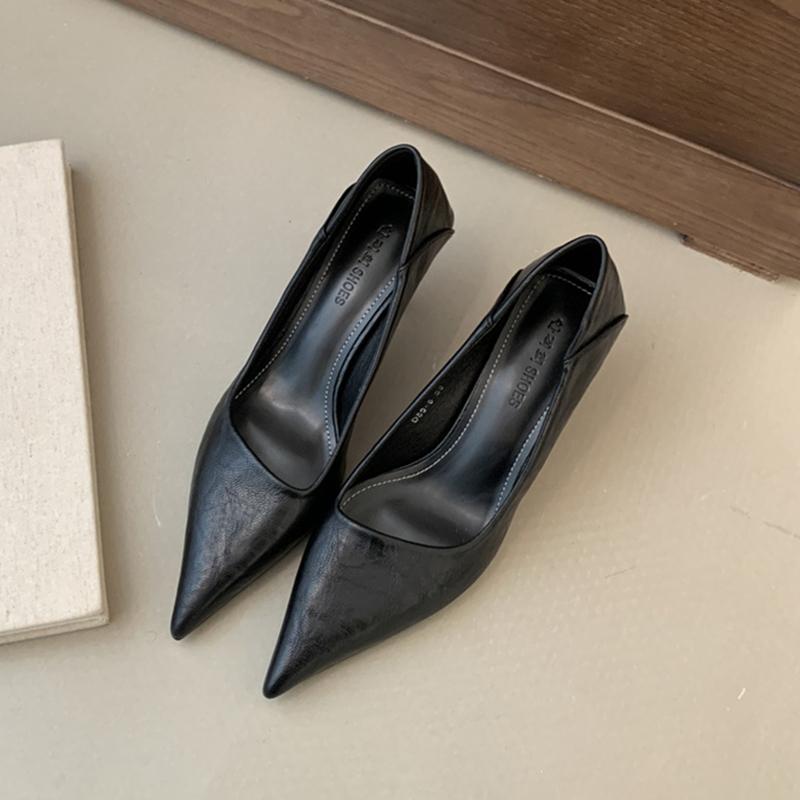 

Fashion SUOJIALUN New Brand Women Pumps Shoes Fashion Pointed Toe Shallow Slip On Dress Single Shoes Ladies Thin High Heel Dress Pumps 35 чёрный