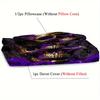 2/3Pcs Purple Rose Skull Pattern Breathable Duvet Cover Set (1 Duvet Cover + 1/2 Pillowcase Without Core) Soft Bedding Set