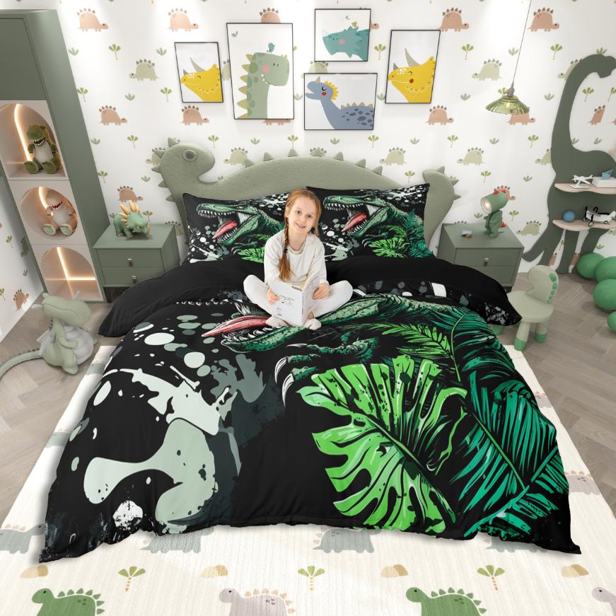 

Homewish Dinosaur Duvet Cover Set,Wild Animal Bedding Set,Tropical Botanical Monstera Bed Set For Boys Kids DE XS 100x135cm 2pcs&set