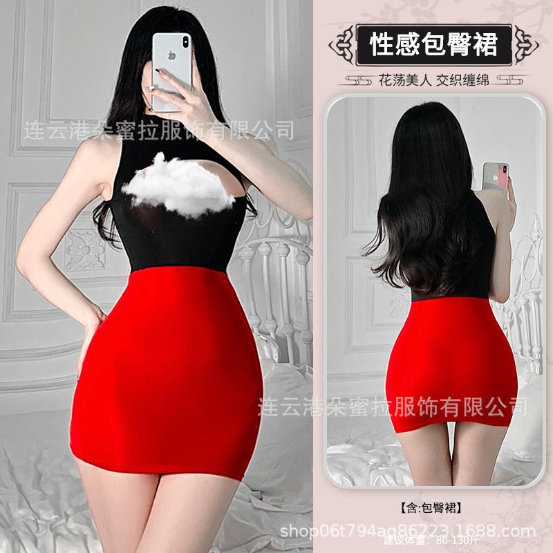 Double-sided wear sexy tight silky transparent skirt nightclub ol scheming miniskirt sexy underwear uniform
