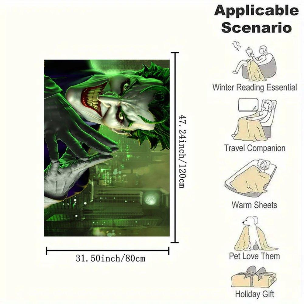 The Joker Art Print DC Comics Villain PosterBlanket Flannel Throw Blanket for Sofa, Bed, Travel, Camping, Office, Couch, Chair