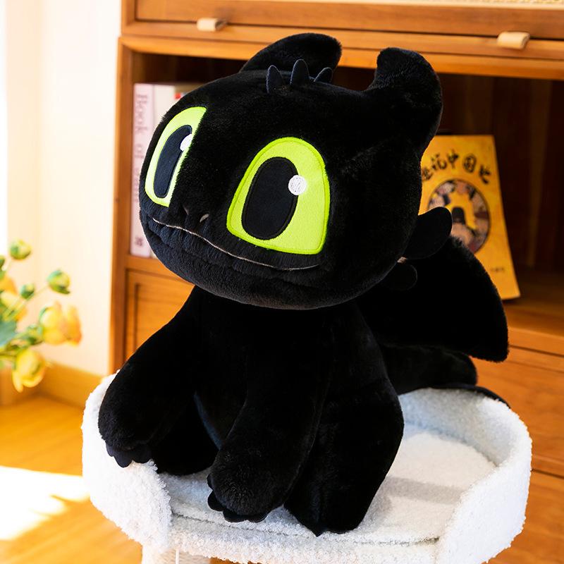 Toothless Plush Toy - Black & White Cute Flying Dragon Doll 75cm