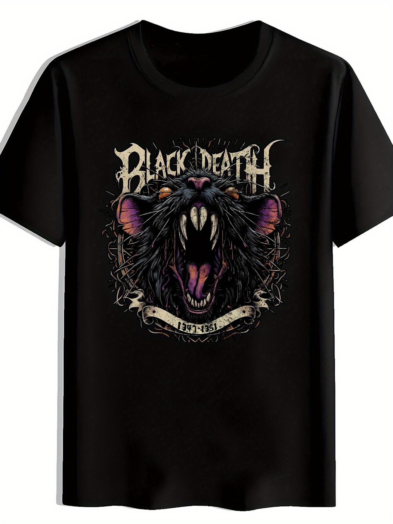 Vintage Rock Band Graphic T-shirt - Black Short Sleeve Round Neck Tee with Rammstein M