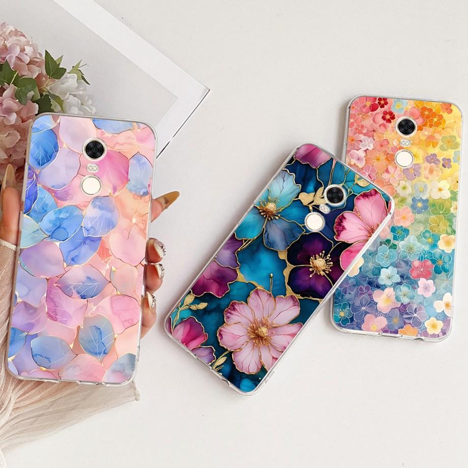 For Xiaomi Redmi 5 Plus Redmi5 Phone Case Luxury Flower Butterfly Cartoon Bow Pattern Back Cover Soft TPU Silicone Bumper