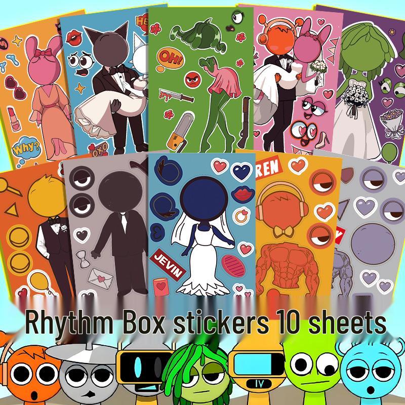 Rhythm Box Stickers: Sprunki Game Accessories & DIY Educational Sticker Book for Kids
