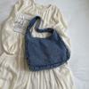 Student Shoulder Bag Letter Print Denim Bag Women's Large Capacity Commuter Tote Bag
