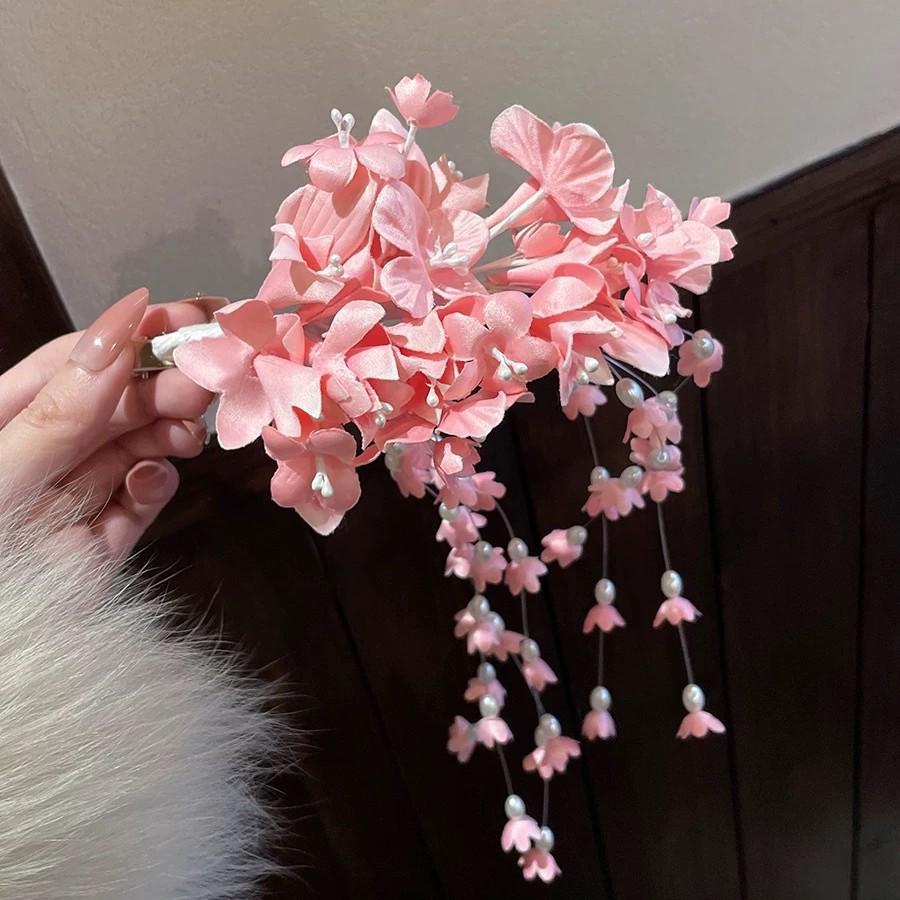 Children's Fairy Princess Flower & Pearl Ribbon Headdress - Sweet Snowflake Headband