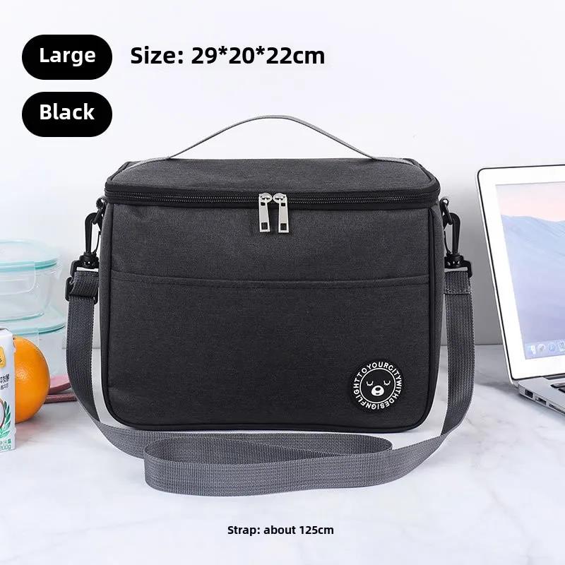 Portable Lunch Bag Food Thermal Box Waterproof Office Cooler Lunchbox With Shoulder Strap Insulated Case Essential For Picnics