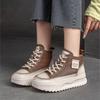 Genuine Leather Lace-up Thick Sole Flat Platform Shoes Casual Versatile Cowhide Women's Shoes