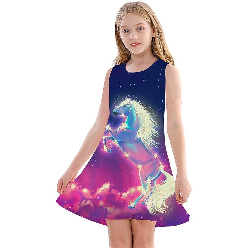 

Платье для девочек Без рукавов 3D-синий с принтом «Летающая лошадь» Лето Весна Повседневные Милый Повседневный Милый Дети Платье трапециевидной формы Платье-майка Платье для сна Спокойной ночи 180 светло-фиолетовый