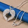 925 Sterling Silver 16-30 Inch Women's Exquisite Feather Heart-shaped Pendant Necklace, Fashionable Wedding Jewelry Accessories