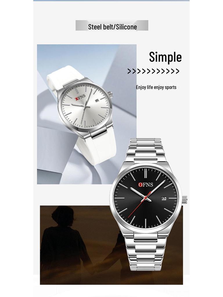 OFNS Classic Unisex Quartz Wristwatch with Calendar, Luminous Hands, 30M Waterproof, Thin Design, High-Value Bar Index.