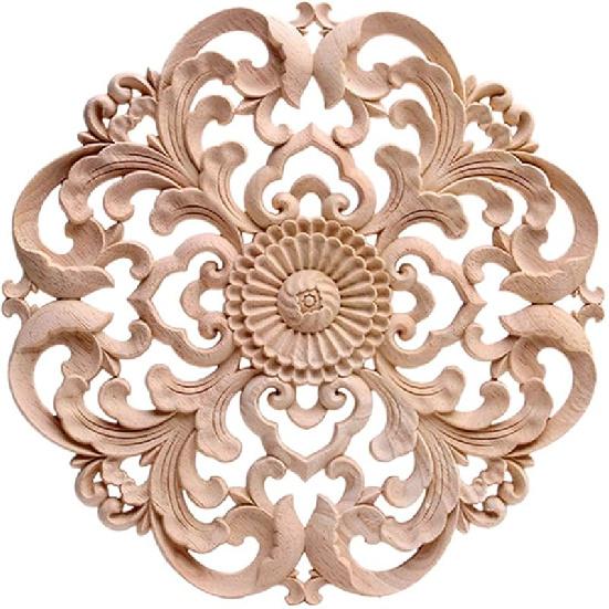 

Цветочные настенные наклейки Деревянная резная накладка Деревянная накладка Аппликация Круглый цветок Неокрашенный угловой деколь Деревянное настенное искусство для мебели Ремонт двери 20x20cm