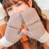 Winter Gloves Warm Flip Half&Full Finger Color Blocking Convertible Typing Glove