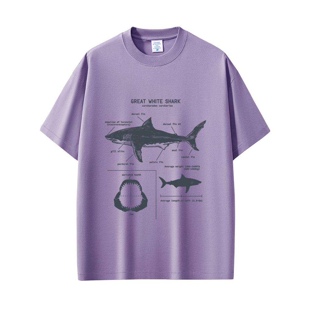 Marine Animals Great White Shark Anatomy Graphic Tshirt Men Women Casual Oversized Streetwear Mens Fashion Vintage T Shirts