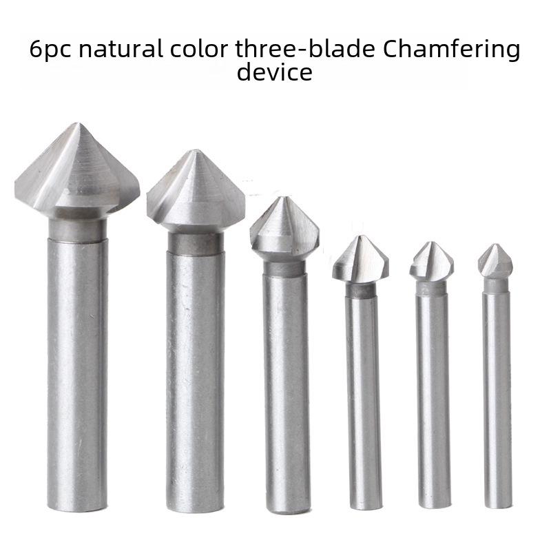 Tri-Edge 90° High-Speed Steel Chamfer Tool Set for Woodworking, Milling, and Countersink Drilling.