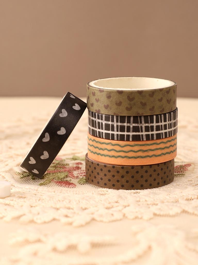 5rolls/Box Vintage Autumn Washi Tape Set Back To School Stationery Cute Washi Tape Scrapbooking Supplies Colored Masking Tape