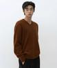 [Victoria Wool] Minimal Ribbed V-Neck Knit [Brick]