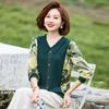Qianlian Women's Lapel Long-Sleeve Knit T-Shirt