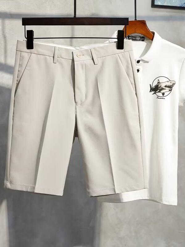 Men's Trendy Summer Casual Suit Shorts - Light, Mature & Loose-Fit Straight-Leg Pants