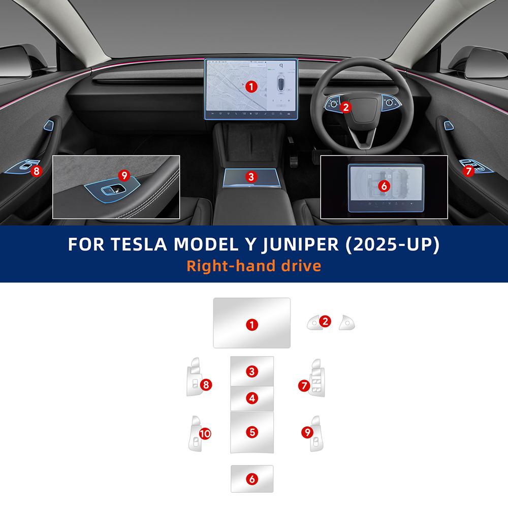 TPU Interior Protective Film For Tesla Model Y Juniper Juniper 2025 2026-UP Navigation Screen Anti-Scratch Sticker Accessories for model y Juniper