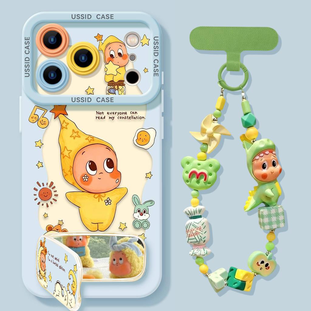 Silicone 360 ° rotating bracket mobile phone case is suitable for Apple 17pm doll 16pro advanced sense iphone15 set