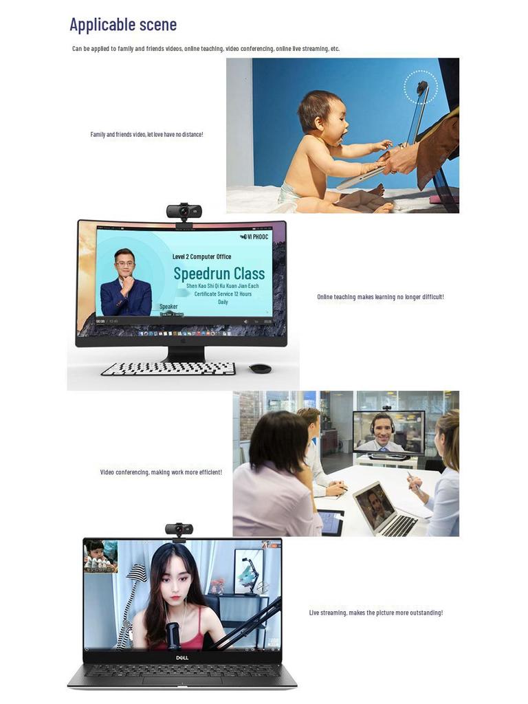 HD USB Webcam for Live Streaming & Conferencing with Built-In Microphone & WiFi, Driver-Free.
