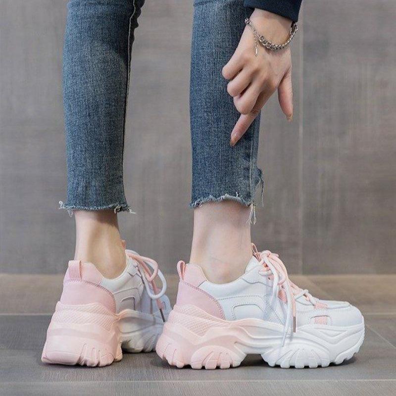 Mesh Breathable Clunky Sneakers Women's Spring New Style White All-Match Sports Leisure Platform White Summer Women's Shoes