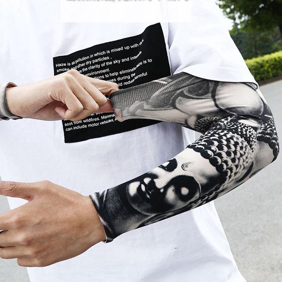 Ice Silk Tattoo Sun Protection Sleeves for Men & Women - Summer Driving, Cycling, Flower Design Arm Shades