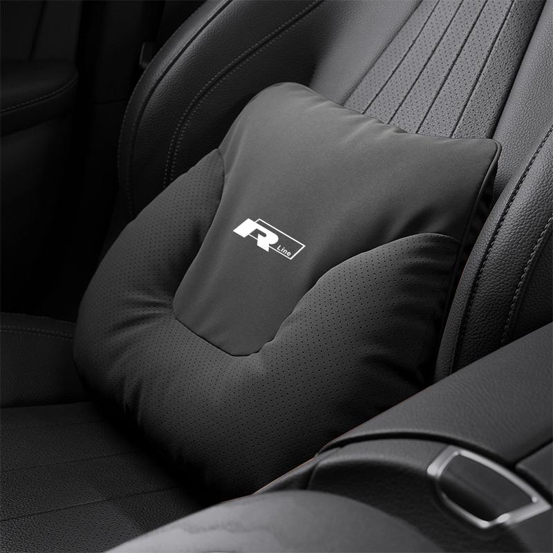 Car Seat Soft Headrest Suede Neck Pillow Waist Cushioning For VW GTI Polo Golf Passat MK678 Tiguan Arteon CC Taigo T-ROC Hub Cap