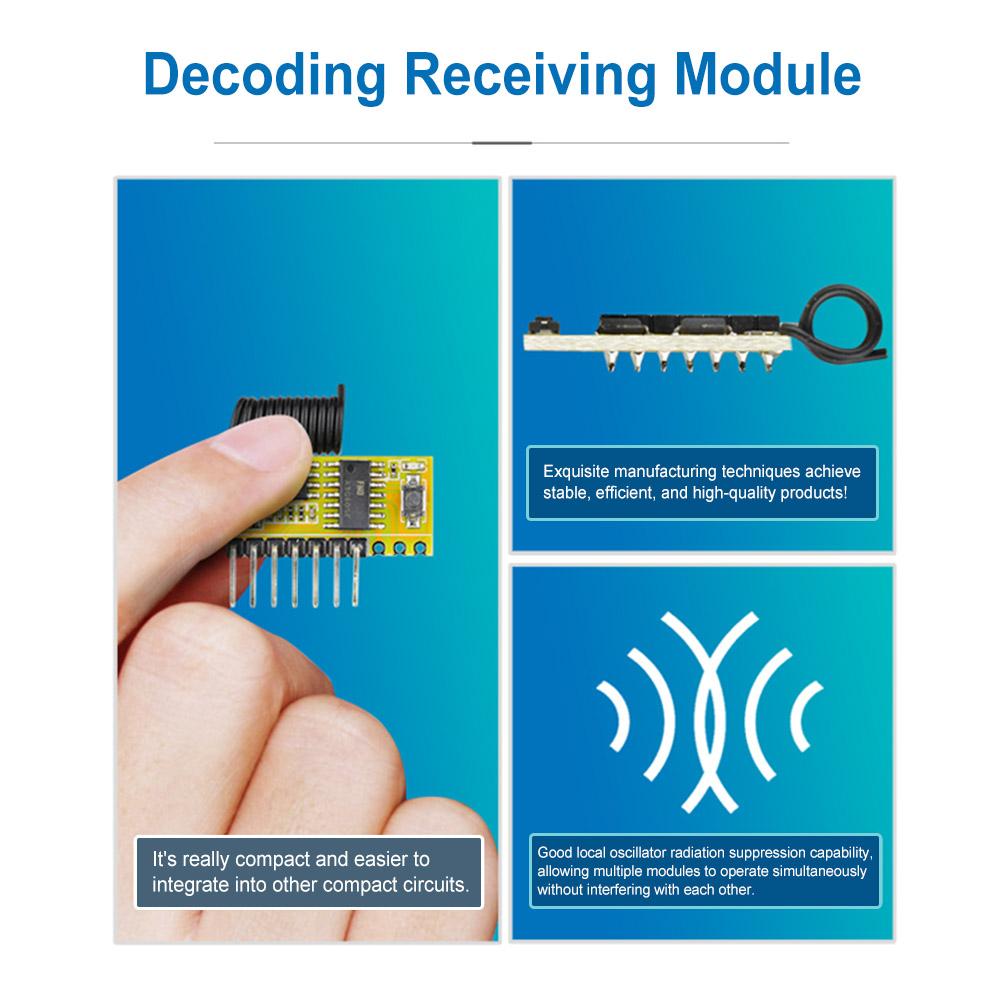 315Mhz/433Mhz RF Wireless Receiver Module DC3.3-5.5V 1527 Learning Code Decoder Module Superheterodyne RF Receiver Module