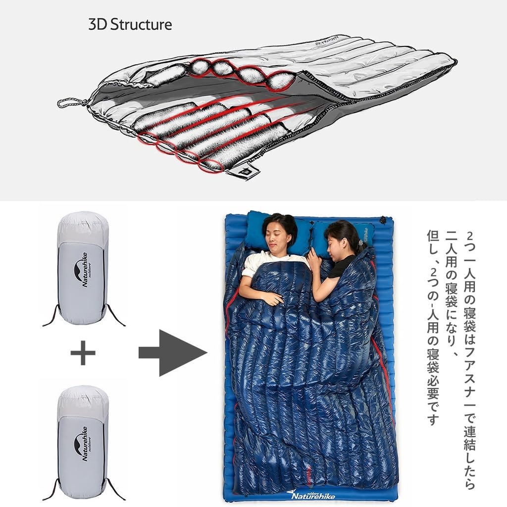 Naturehike Updated Down Sleeping Envelope Ultra Light Uses White Goose 4 Sleeping Bag White Duck Bag, Type, Envelope, Down, Seasons, Waterproof,