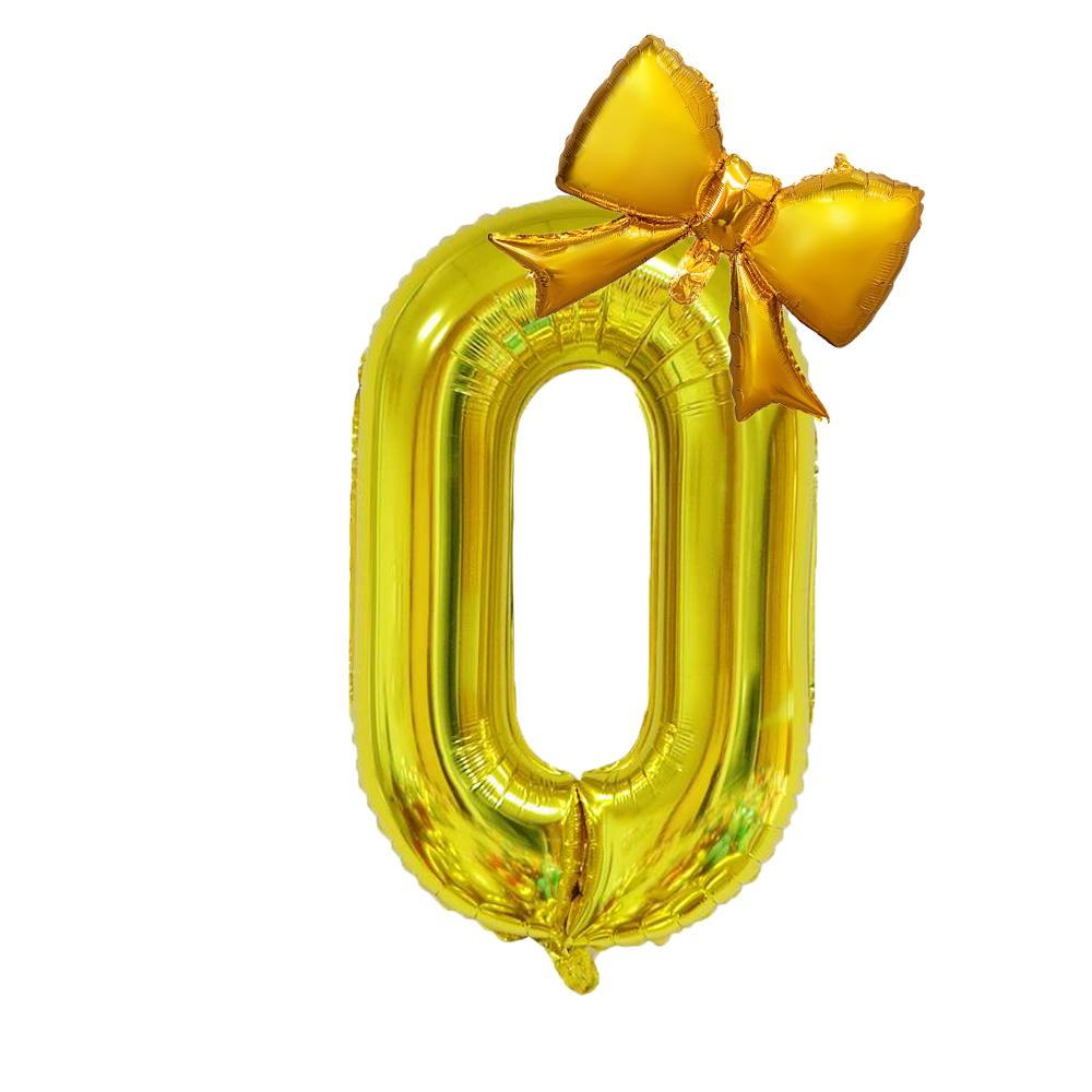 2Pcs 40Inch Gold Number Foil Balloon with Cute Bow Balloons For Kids Baby Girl 1st Birthday Party Decoration Favors Supplies